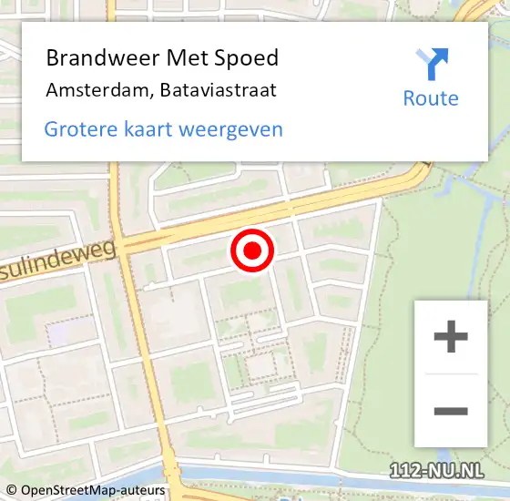 Locatie op kaart van de 112 melding: Brandweer Met Spoed Naar Amsterdam, Bataviastraat op 3 oktober 2024 13:04