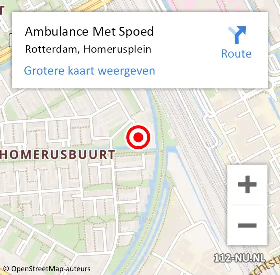 Locatie op kaart van de 112 melding: Ambulance Met Spoed Naar Rotterdam, Homerusplein op 3 oktober 2024 13:06