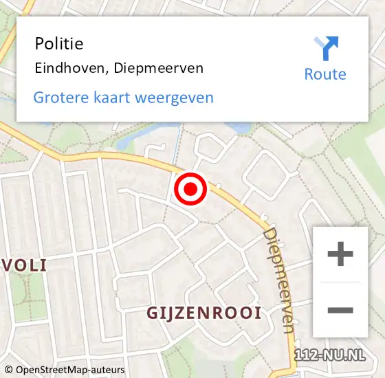 Locatie op kaart van de 112 melding: Politie Eindhoven, Diepmeerven op 3 oktober 2024 13:06