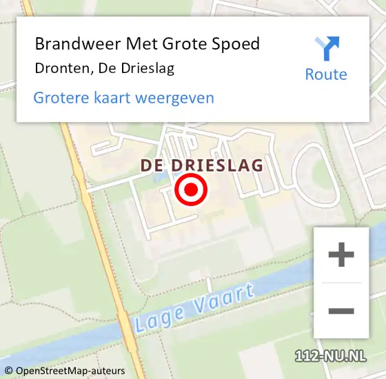 Locatie op kaart van de 112 melding: Brandweer Met Grote Spoed Naar Dronten, De Drieslag op 3 oktober 2024 13:09