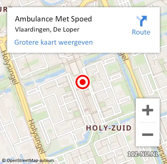 Locatie op kaart van de 112 melding: Ambulance Met Spoed Naar Vlaardingen, De Loper op 3 oktober 2024 13:09