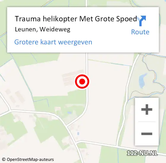 Locatie op kaart van de 112 melding: Trauma helikopter Met Grote Spoed Naar Leunen, Weideweg op 3 oktober 2024 13:23