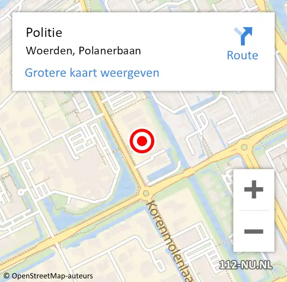 Locatie op kaart van de 112 melding: Politie Woerden, Polanerbaan op 3 oktober 2024 13:31