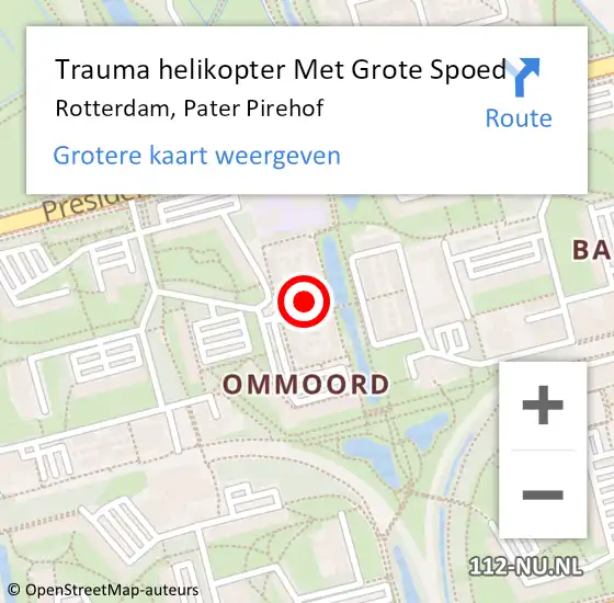 Locatie op kaart van de 112 melding: Trauma helikopter Met Grote Spoed Naar Rotterdam, Pater Pirehof op 3 oktober 2024 13:38