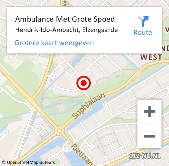 Locatie op kaart van de 112 melding: Ambulance Met Grote Spoed Naar Hendrik-Ido-Ambacht, Elzengaarde op 3 oktober 2024 13:40