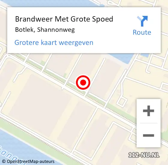 Locatie op kaart van de 112 melding: Brandweer Met Grote Spoed Naar Botlek, Shannonweg op 3 oktober 2024 13:45