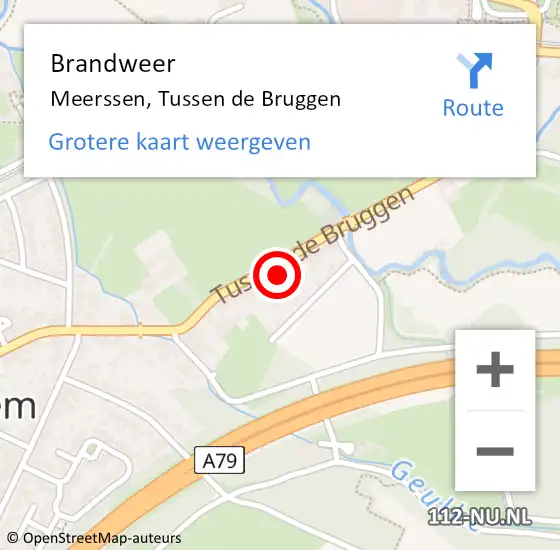 Locatie op kaart van de 112 melding: Brandweer Meerssen, Tussen de Bruggen op 3 oktober 2024 13:45