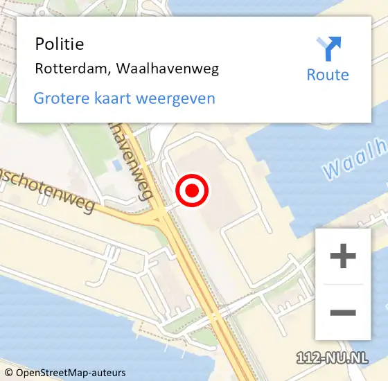 Locatie op kaart van de 112 melding: Politie Rotterdam, Waalhavenweg op 3 oktober 2024 13:49