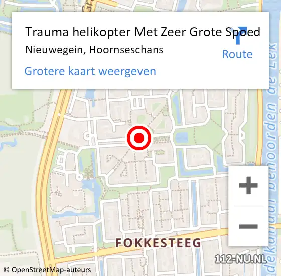 Locatie op kaart van de 112 melding: Trauma helikopter Met Zeer Grote Spoed Naar Nieuwegein, Hoornseschans op 3 oktober 2024 13:55