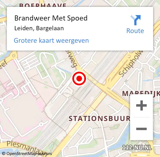 Locatie op kaart van de 112 melding: Brandweer Met Spoed Naar Leiden, Bargelaan op 3 oktober 2024 13:58