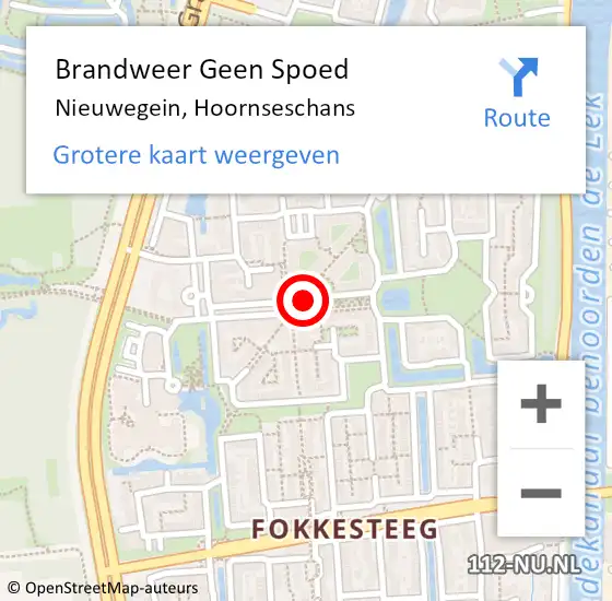 Locatie op kaart van de 112 melding: Brandweer Geen Spoed Naar Nieuwegein, Hoornseschans op 3 oktober 2024 14:07