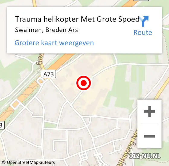 Locatie op kaart van de 112 melding: Trauma helikopter Met Grote Spoed Naar Swalmen, Breden Ars op 3 oktober 2024 14:14