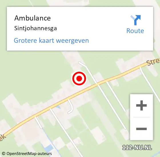 Locatie op kaart van de 112 melding: Ambulance Sintjohannesga op 3 oktober 2024 14:21