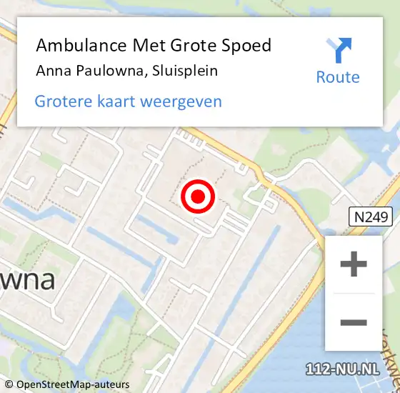 Locatie op kaart van de 112 melding: Ambulance Met Grote Spoed Naar Anna Paulowna, Sluisplein op 3 oktober 2024 14:24