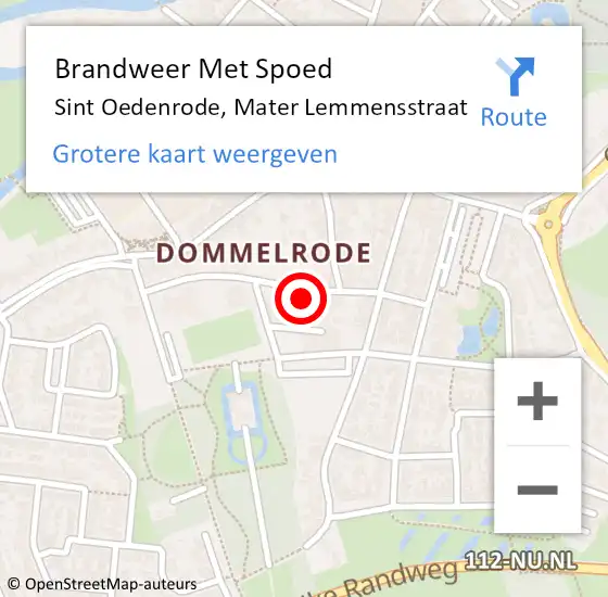 Locatie op kaart van de 112 melding: Brandweer Met Spoed Naar Sint Oedenrode, Mater Lemmensstraat op 3 oktober 2024 14:27