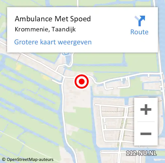 Locatie op kaart van de 112 melding: Ambulance Met Spoed Naar Krommenie, Taandijk op 3 oktober 2024 14:27