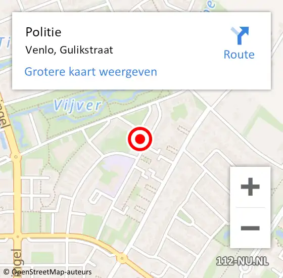 Locatie op kaart van de 112 melding: Politie Venlo, Gulikstraat op 3 oktober 2024 14:40