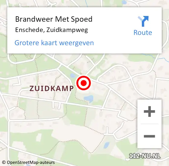 Locatie op kaart van de 112 melding: Brandweer Met Spoed Naar Enschede, Zuidkampweg op 3 oktober 2024 14:56