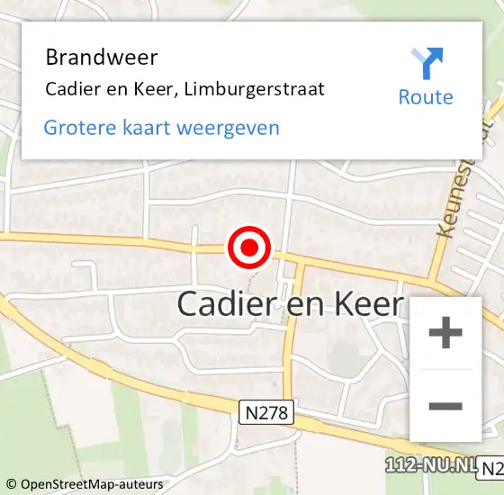 Locatie op kaart van de 112 melding: Brandweer Cadier en Keer, Limburgerstraat op 3 oktober 2024 15:01