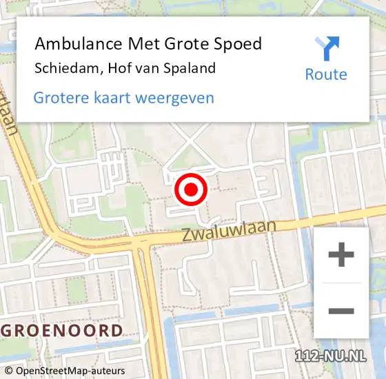 Locatie op kaart van de 112 melding: Ambulance Met Grote Spoed Naar Schiedam, Hof van Spaland op 3 oktober 2024 15:17