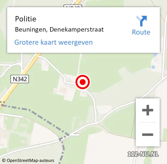 Locatie op kaart van de 112 melding: Politie Beuningen, Denekamperstraat op 3 oktober 2024 15:18