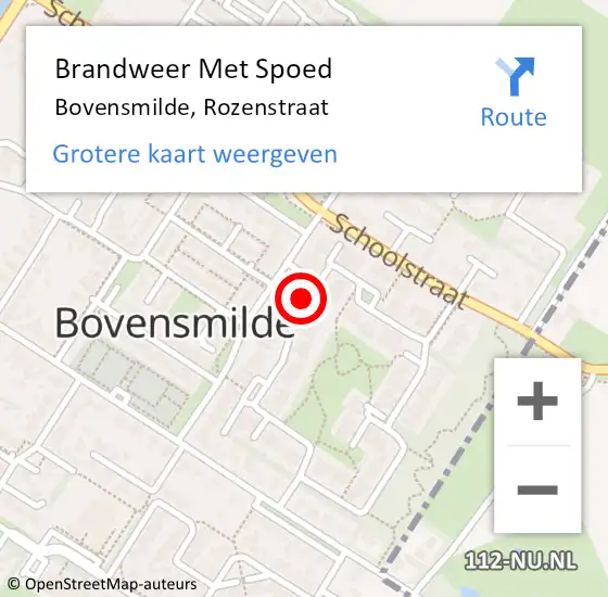 Locatie op kaart van de 112 melding: Brandweer Met Spoed Naar Bovensmilde, Rozenstraat op 3 oktober 2024 15:26