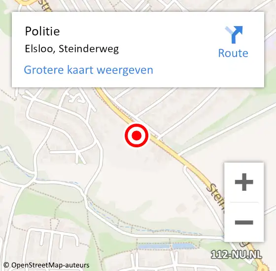 Locatie op kaart van de 112 melding: Politie Elsloo, Steinderweg op 3 oktober 2024 15:28