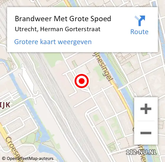 Locatie op kaart van de 112 melding: Brandweer Met Grote Spoed Naar Utrecht, Herman Gorterstraat op 3 oktober 2024 15:34