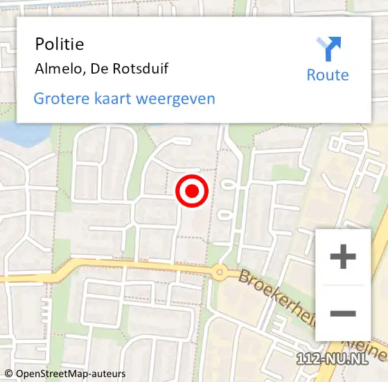 Locatie op kaart van de 112 melding: Politie Almelo, De Rotsduif op 3 oktober 2024 15:46