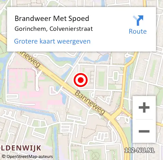 Locatie op kaart van de 112 melding: Brandweer Met Spoed Naar Gorinchem, Colvenierstraat op 3 oktober 2024 15:50