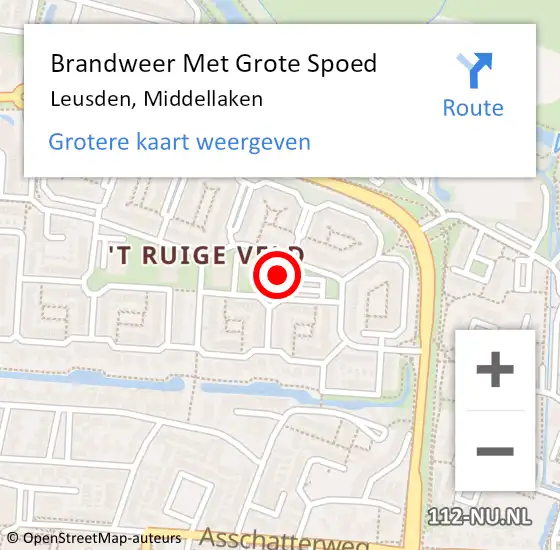 Locatie op kaart van de 112 melding: Brandweer Met Grote Spoed Naar Leusden, Middellaken op 3 oktober 2024 15:55