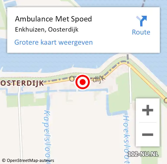 Locatie op kaart van de 112 melding: Ambulance Met Spoed Naar Enkhuizen, Oosterdijk op 3 oktober 2024 16:00