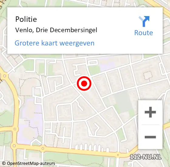 Locatie op kaart van de 112 melding: Politie Venlo, Drie Decembersingel op 3 oktober 2024 16:10