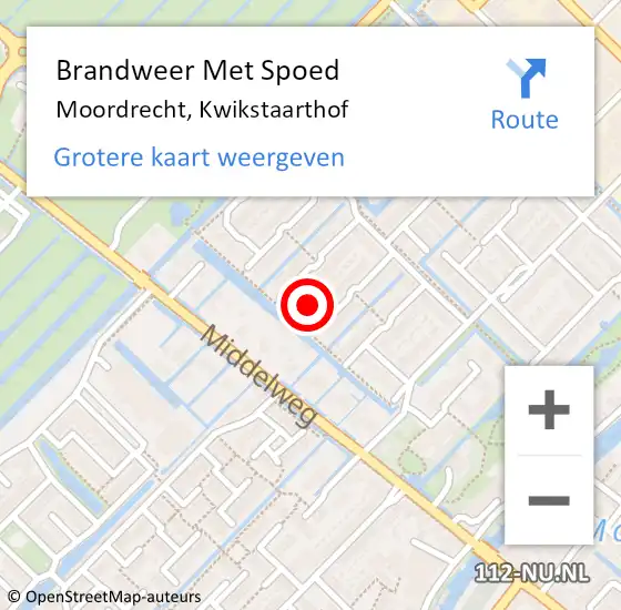 Locatie op kaart van de 112 melding: Brandweer Met Spoed Naar Moordrecht, Kwikstaarthof op 3 oktober 2024 16:12