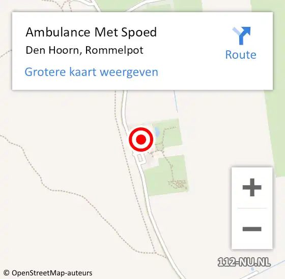 Locatie op kaart van de 112 melding: Ambulance Met Spoed Naar Den Hoorn, Rommelpot op 3 oktober 2024 16:30