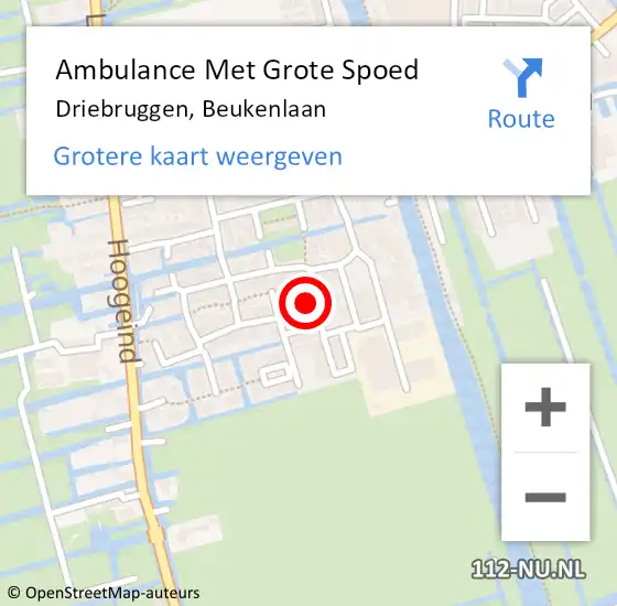 Locatie op kaart van de 112 melding: Ambulance Met Grote Spoed Naar Driebruggen, Beukenlaan op 3 oktober 2024 16:46