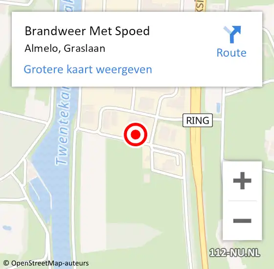 Locatie op kaart van de 112 melding: Brandweer Met Spoed Naar Almelo, Graslaan op 3 oktober 2024 16:48