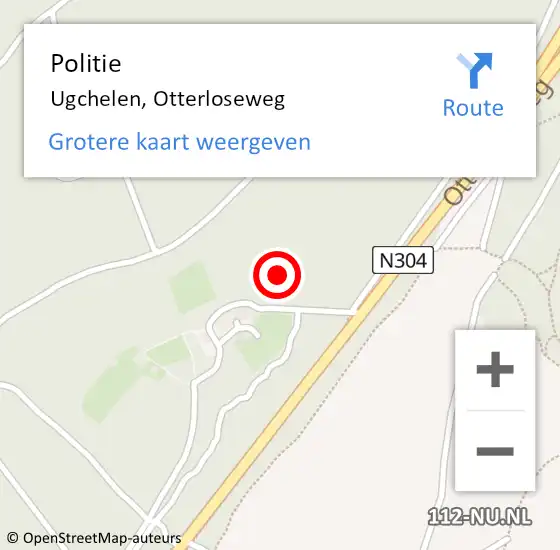 Locatie op kaart van de 112 melding: Politie Ugchelen, Otterloseweg op 3 oktober 2024 17:06