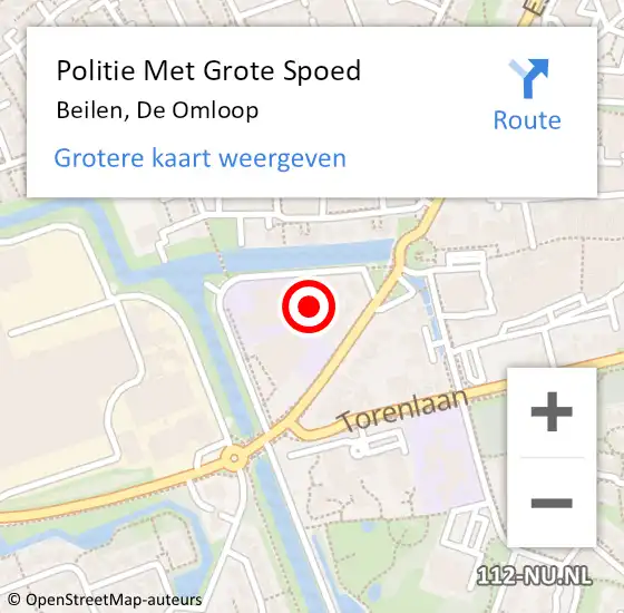 Locatie op kaart van de 112 melding: Politie Met Grote Spoed Naar Beilen, De Omloop op 3 oktober 2024 17:08