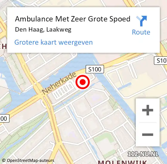 Locatie op kaart van de 112 melding: Ambulance Met Zeer Grote Spoed Naar Den Haag, Laakweg op 3 oktober 2024 17:09