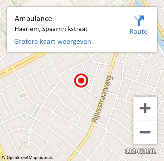 Locatie op kaart van de 112 melding: Ambulance Haarlem, Spaarnrijkstraat op 3 oktober 2024 17:16