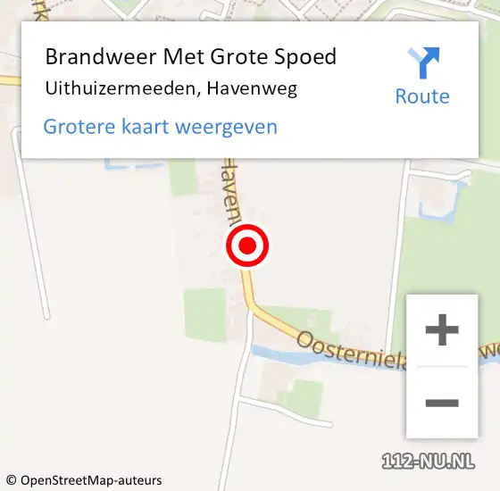 Locatie op kaart van de 112 melding: Brandweer Met Grote Spoed Naar Uithuizermeeden, Havenweg op 3 oktober 2024 17:25