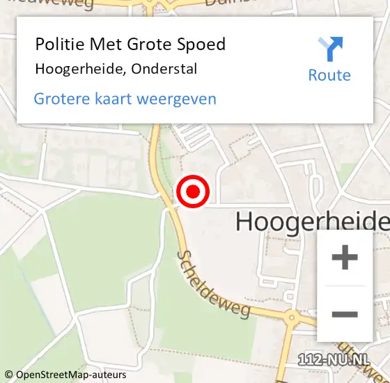 Locatie op kaart van de 112 melding: Politie Met Grote Spoed Naar Hoogerheide, Onderstal op 3 oktober 2024 17:29