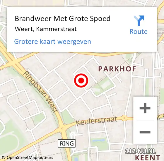 Locatie op kaart van de 112 melding: Brandweer Met Grote Spoed Naar Weert, Kammerstraat op 3 oktober 2024 17:33