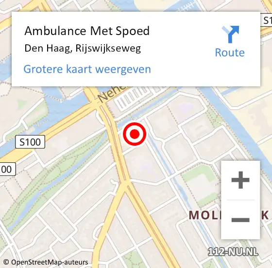 Locatie op kaart van de 112 melding: Ambulance Met Spoed Naar Den Haag, Rijswijkseweg op 3 oktober 2024 17:41