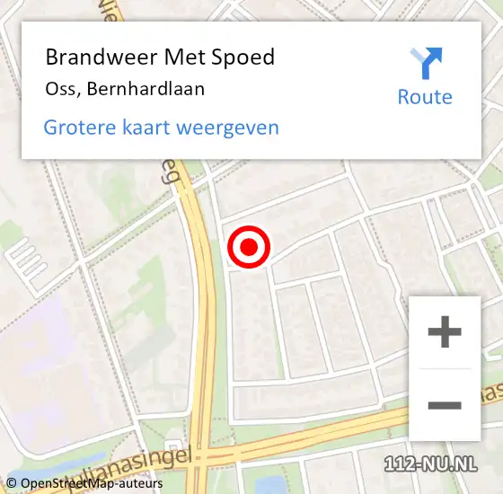 Locatie op kaart van de 112 melding: Brandweer Met Spoed Naar Oss, Bernhardlaan op 3 oktober 2024 17:51