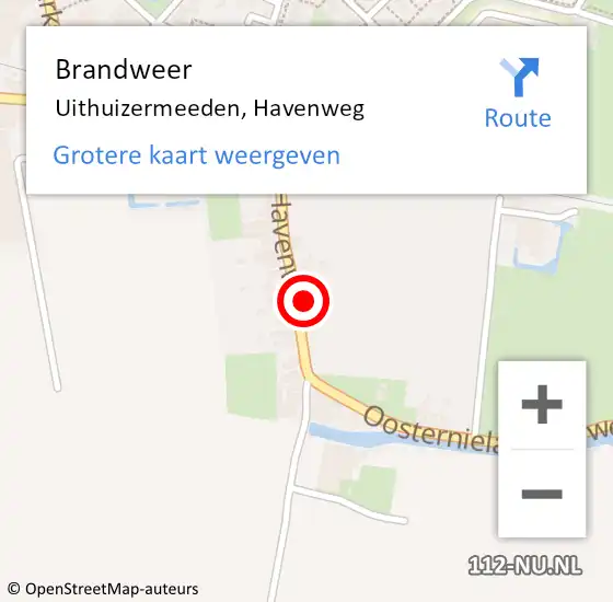 Locatie op kaart van de 112 melding: Brandweer Uithuizermeeden, Havenweg op 3 oktober 2024 17:56