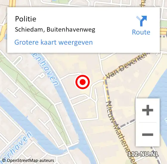 Locatie op kaart van de 112 melding: Politie Schiedam, Buitenhavenweg op 3 oktober 2024 18:02