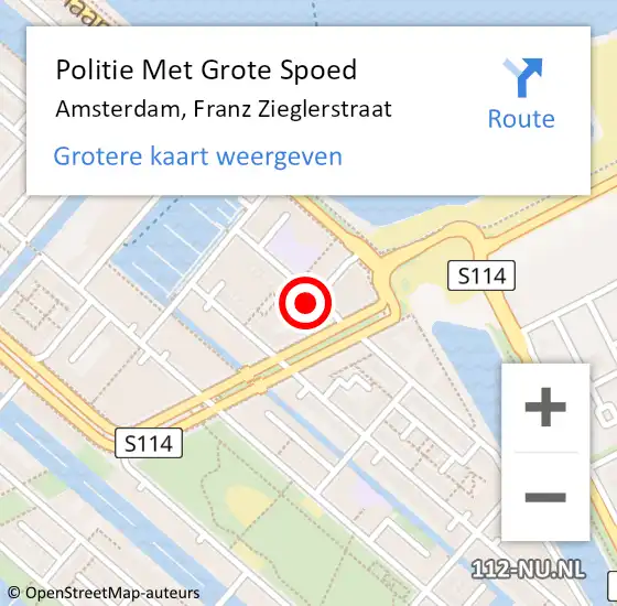 Locatie op kaart van de 112 melding: Politie Met Grote Spoed Naar Amsterdam, Franz Zieglerstraat op 3 oktober 2024 18:23