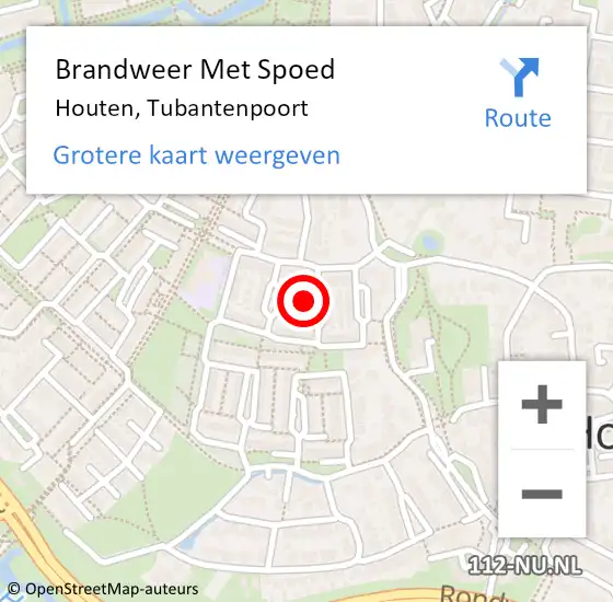 Locatie op kaart van de 112 melding: Brandweer Met Spoed Naar Houten, Tubantenpoort op 3 oktober 2024 18:24